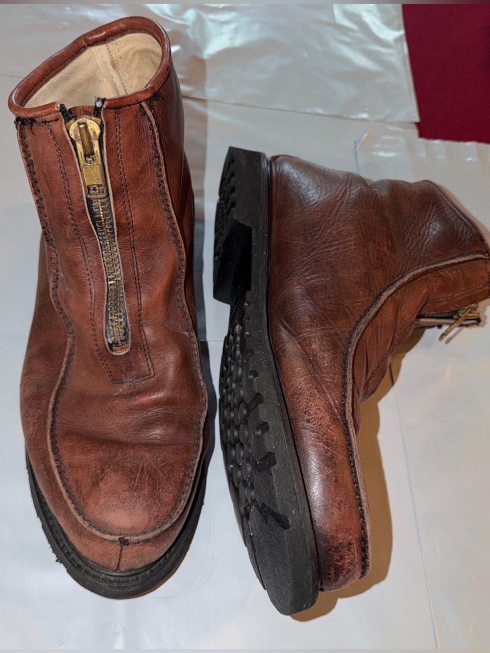 HH Double H Insulated Zipper EH BOOTS Brown Leather Men’s Size 13 D, Made In USA